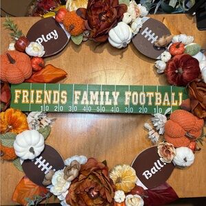 Festive Autumn Wreath with Football Theme